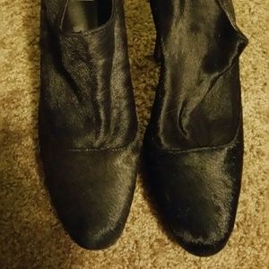 Herve Leger authentic pony hair black bootie.