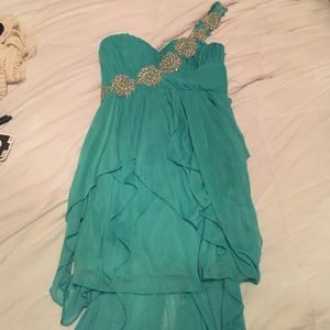 One shoulder homecoming dress with beading