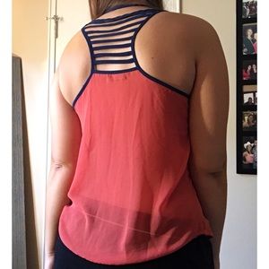 Coral & Navy strappy tank