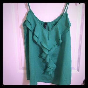 Lucky Green Tank with Ruffles