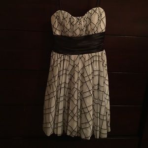 Black silver and white evening dress