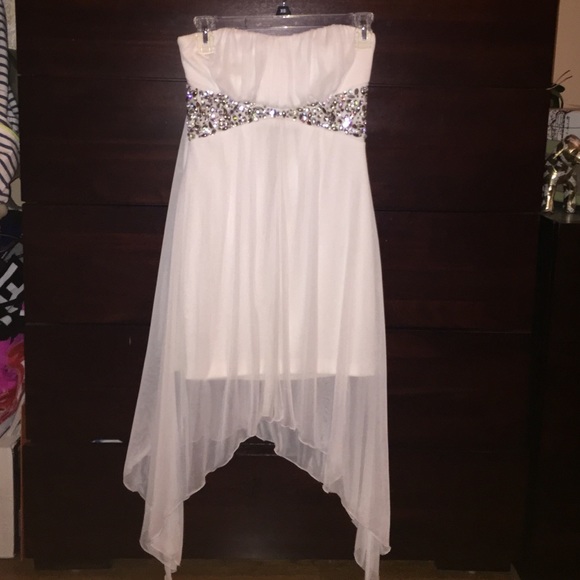 White sequined strapless dress
