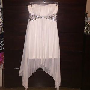 White sequined strapless dress