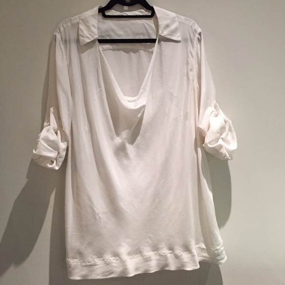 DKNY off white silk blouse
