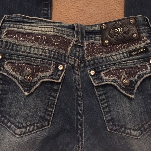 Miss me jeans 29 leopard rhinestone destroyed