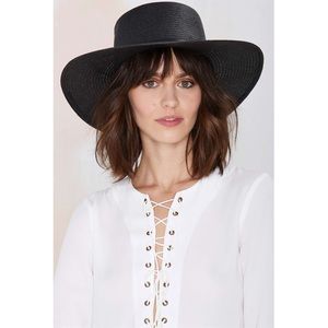 Nasty Gal Rhett Straw Boat Hat NWT