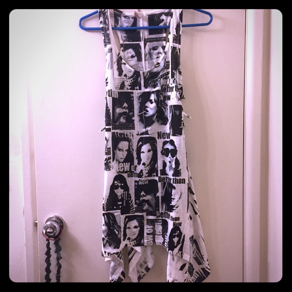 Glamour Vogue Newspaper print dress