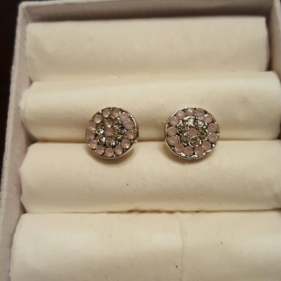 NEW Stud Earrings - pink and diamond gemstones - Picture 2 of 3