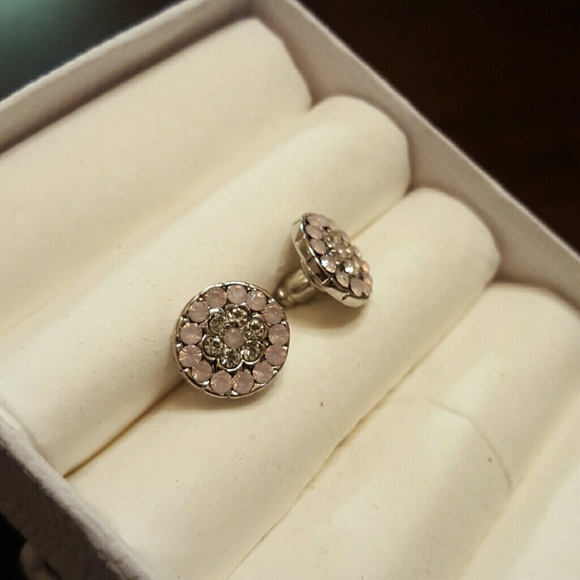 NEW Stud Earrings - pink and diamond gemstones - Picture 3 of 3
