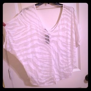 Express White Zebra Partially See Through Top