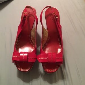 KateSpadeNY red open toe wedge platform