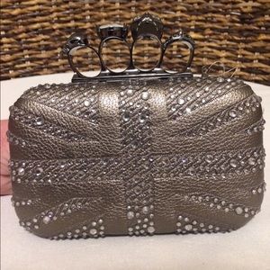 Silver Studded Skull Knuckle Clutch