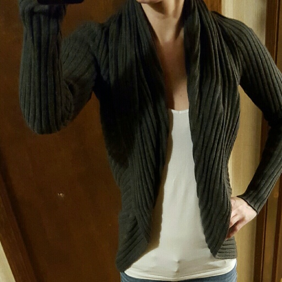 Ribbed open front sweater cardigan