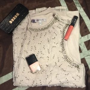 NWOT sleeveless beige beaded top