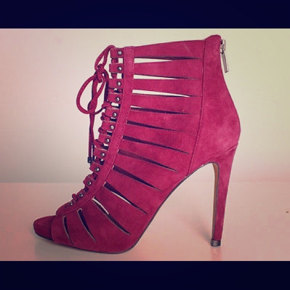 Lace up open toe heel