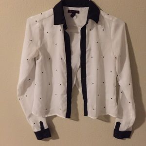 Black and White Button Up Blouse