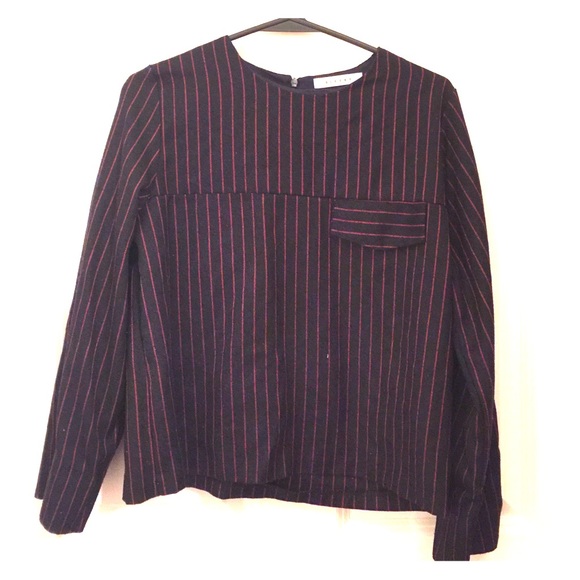 Korea Sleeky Navy Pinstripe Sweater Top S M