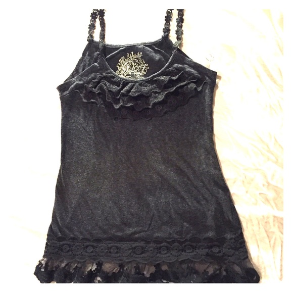 Dark grey Poof! tank top with lace