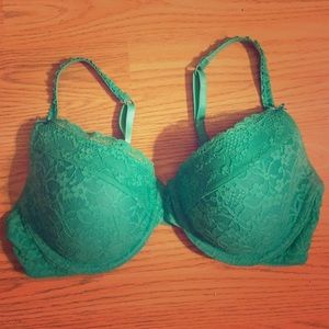 soft teal lacy aerie bra.