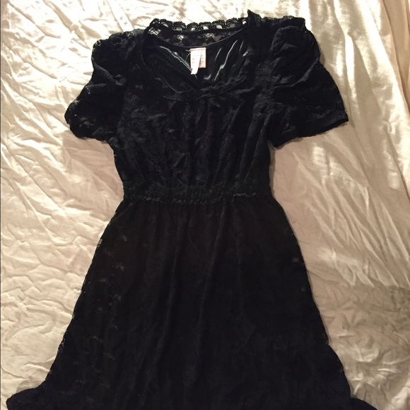 Black lace baby doll dress