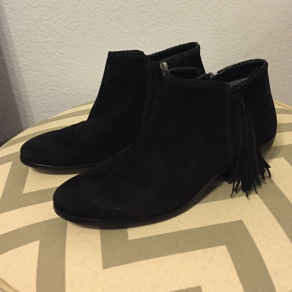 Sam Edelman Paige Fringe Black Bootie Sz 8