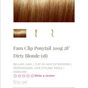 Bellami 28" blonde clip pony tail Hair Extension