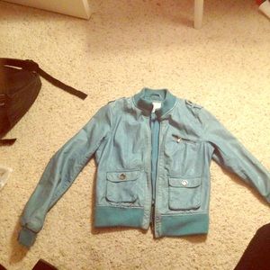 Blue pastel leather jacket NEVER WORN