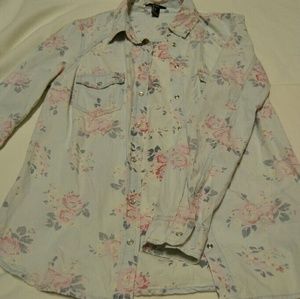 !bogo! F21 Denim like floral buttonup