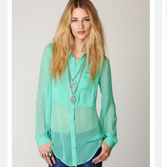 Free People Tops - Free People mint julep green sheer tunic shirt