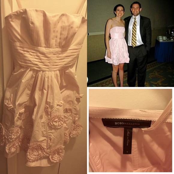 BCBG MaxAzria  pale pink strapless mini dress sz0