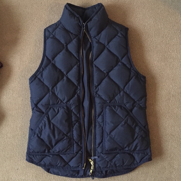 J. Crew Quilted Down Vest- Navy Blue
