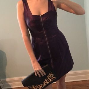 Purple satin party dress w/ working front zipper