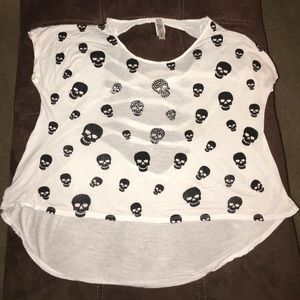 SKULL rhinestone crop top