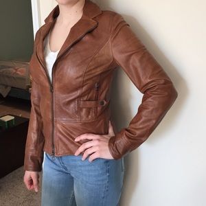 Brown leather jacket