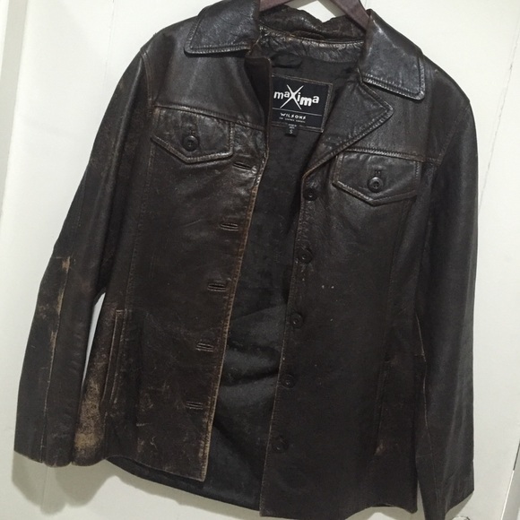 SALE! Distressed brown leather jacket