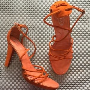 Tod's orange high heel sandals sz 9