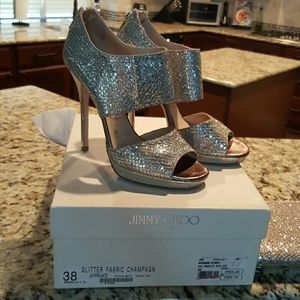 Jimmy Choo Glitter Champagne Private Heels
