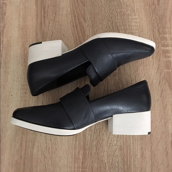 3.1 Phillip Lim Navy Leather Quinn Loafers - Picture 2 of 3