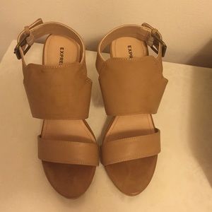 Tan Vegan Leather Heels by Express