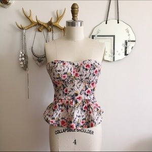 Kimchi Blue Floral Bustier Peplum Top