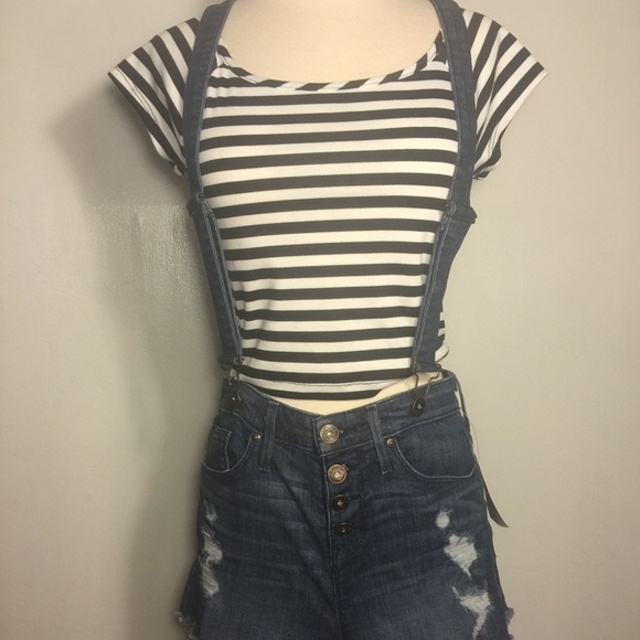 Guess high waisted overall shorts