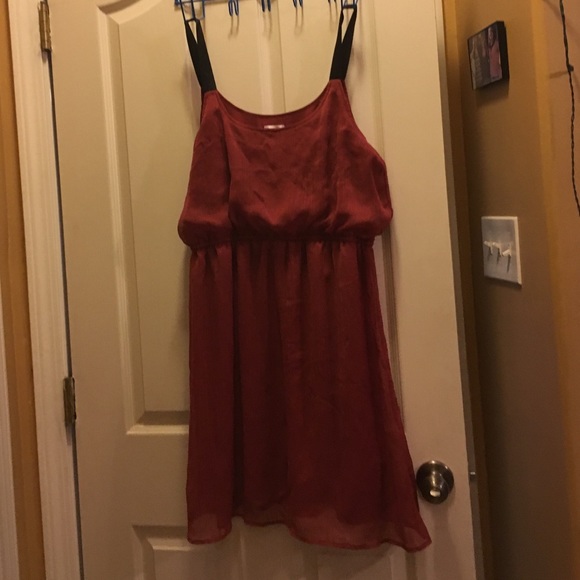 Red dress with black straps