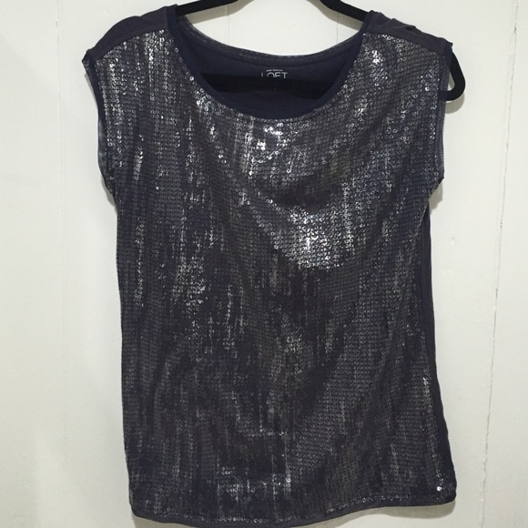 SOLD Navy blue sequin t-shirt - Picture 2 of 4