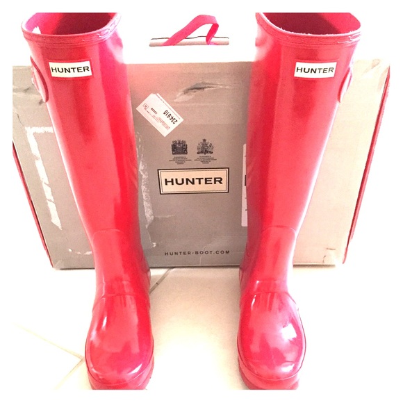 Glossy red Hunter Boots