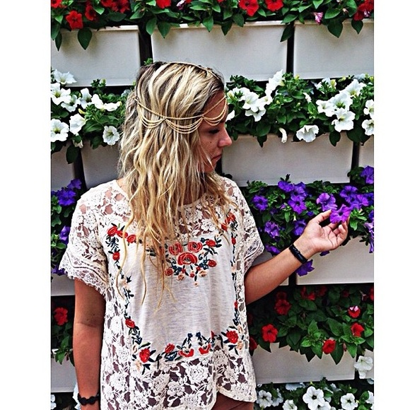 Embroidered poncho tee