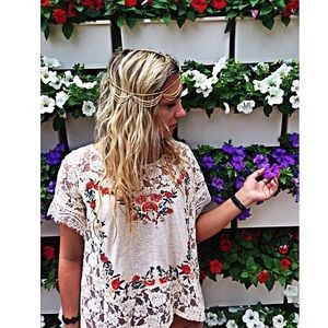 Embroidered poncho tee