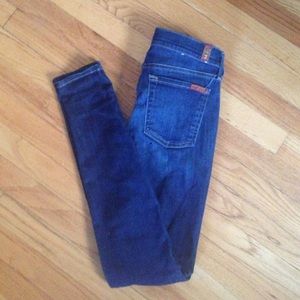 7 for all mankind long skinny blue jeans