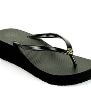 Tory Burch Black Wedge Flop Flop