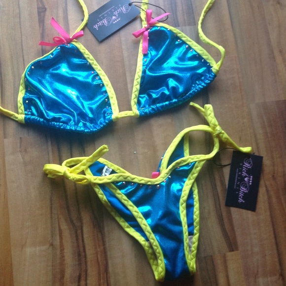 Blue neon competition fitness bikini