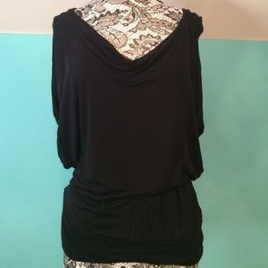Short sleeve, scoop neck dolman top